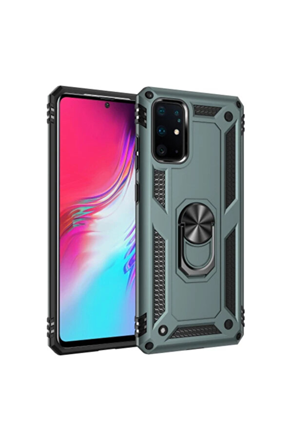Ally Sm Galaxy S20 Ultra Yüzüklü Kılıf Armor Shockproof Ri̇ng Kılıf-(1903) - Dropx4883-5807