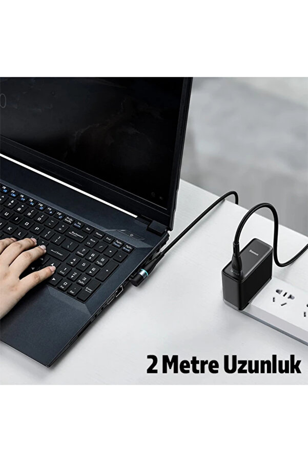 Zi̇nc Manyeti̇k Type-C To Dc Round (55X25Mm) Laptop Şarj Kablosu 100W 2M-(1903) - Dropx2013-6367