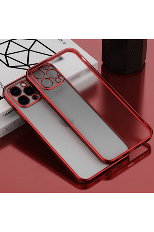 İphone 11 Pro Max 6.5İnç Renkli̇ Kenar Şeffaf Kılıf Kamera Korumalı Kılıf- - Dropx1101-9711