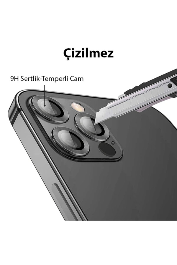 Ally İphone 13 Pro -13 Pro Max 3D Metal Çerçeveli̇ Kamera Lens Koruyucu-(1903) - Dropx9920-7713