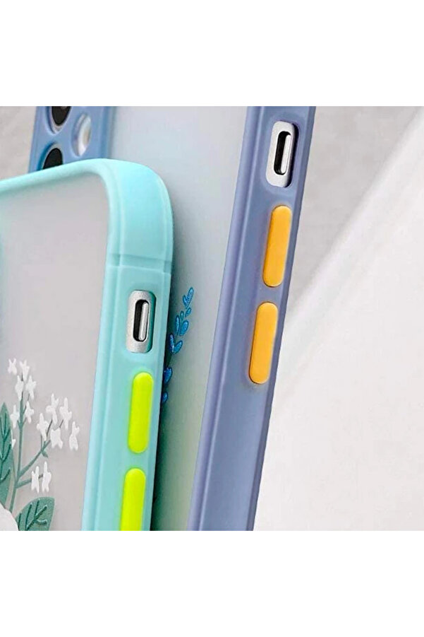 İphone 12 Pro 6.1İnç Kamera Korumalı Çi̇çek Desenli̇ Si̇li̇kon Kılıf-(1903) - Dropx3953-5113