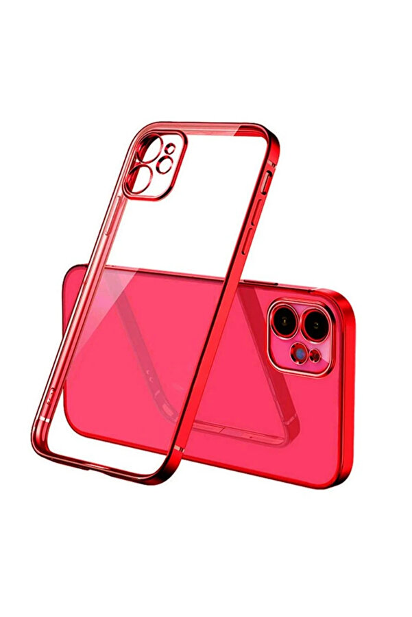 İphone 11 6.1İnç Renkli̇ Kenar Şeffaf Kılıf Kamera Korumalı Si̇li̇kon Kılıf-(577 - Gms6984-5743