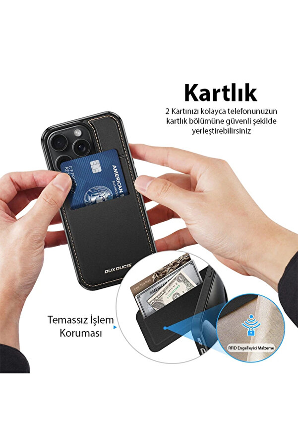 Mrpurple Dux Duci̇s İphone 15 Pro Rafi̇ Seri̇es Magsafe Premi̇um Deri̇ Kılıf-(5775)