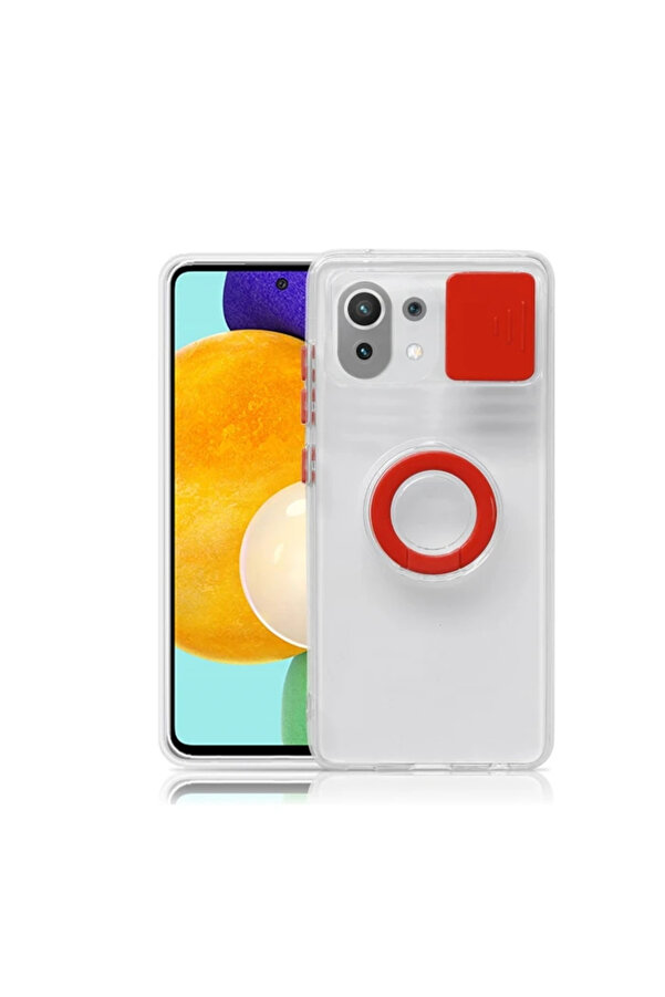 Xi̇aomi̇ Mi̇ 11 Li̇te Kılıf Sürgülü Kamera Lens Korumalı Yüzük Standlı Si̇li̇ - Dropx3278-7183