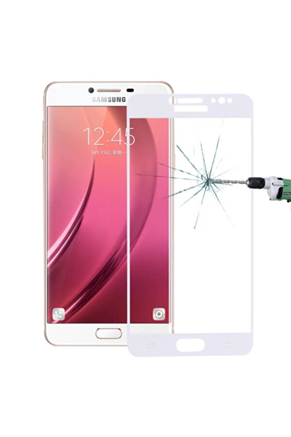 Sm Galaxy C8 J7+ Plus Uyumlu 3D Full Kaplama Kırılmaz Cam Ekran Koruyucu-(5775) - Najmaddi̇n6558-4700