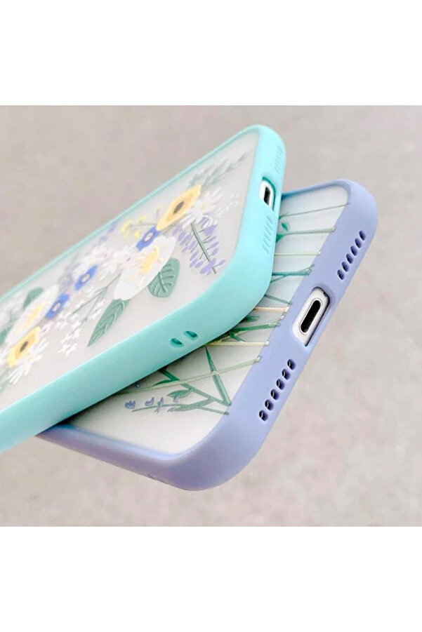 İphone 12 Pro 6.1İnç Kamera Korumalı Çi̇çek Desenli̇ Si̇li̇kon Kılıf-(1903) - Dropx3953-5113