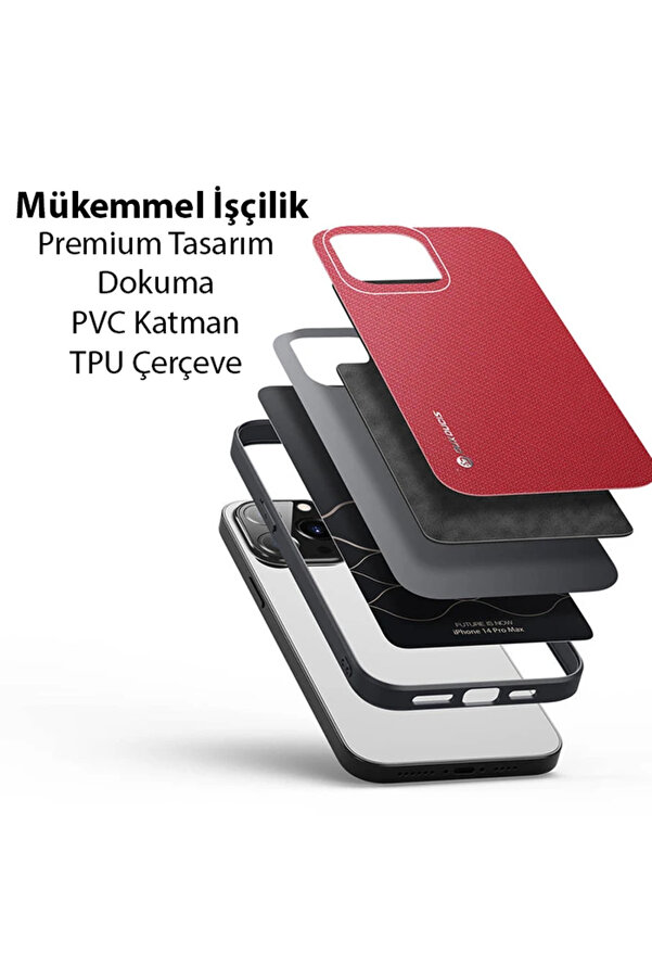 Dux Duci̇s Fi̇no Seri̇si̇ İphone 14 Pro 6.1 İnç Kılıf Premi̇um Dokuma Si̇li̇kon Kıl - Dropx5875-8818