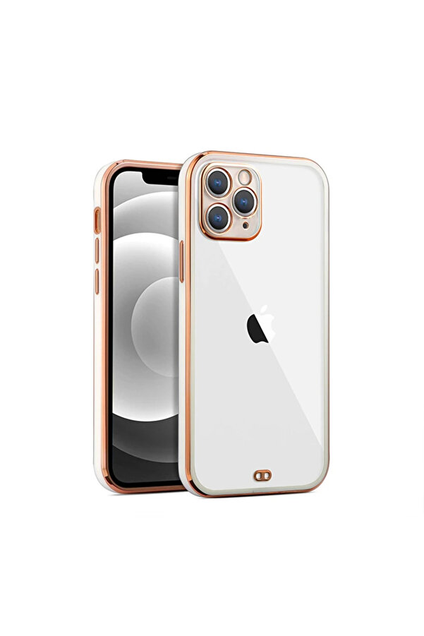 İphone 11 Pro Max 6.5İnç Gold Çerçeve Kamera Korumalı Bumper Kılıf-(1903) - Dropx3013-3603