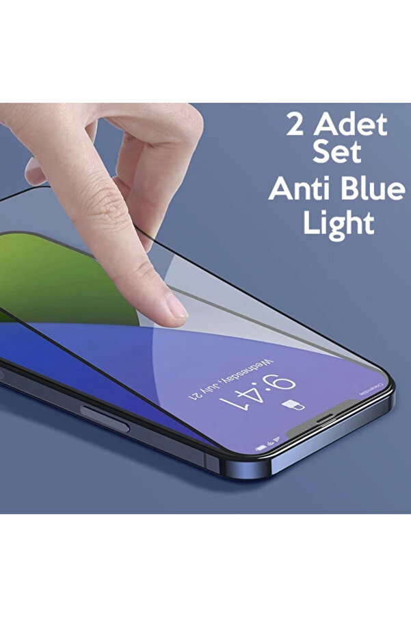 İphone 12-12 Pro 0.3Mm Full Anti̇ Blue Li̇ght Tempered Cam Ekran Koruyucu 2Adet Set-( - Lkm9618-1821