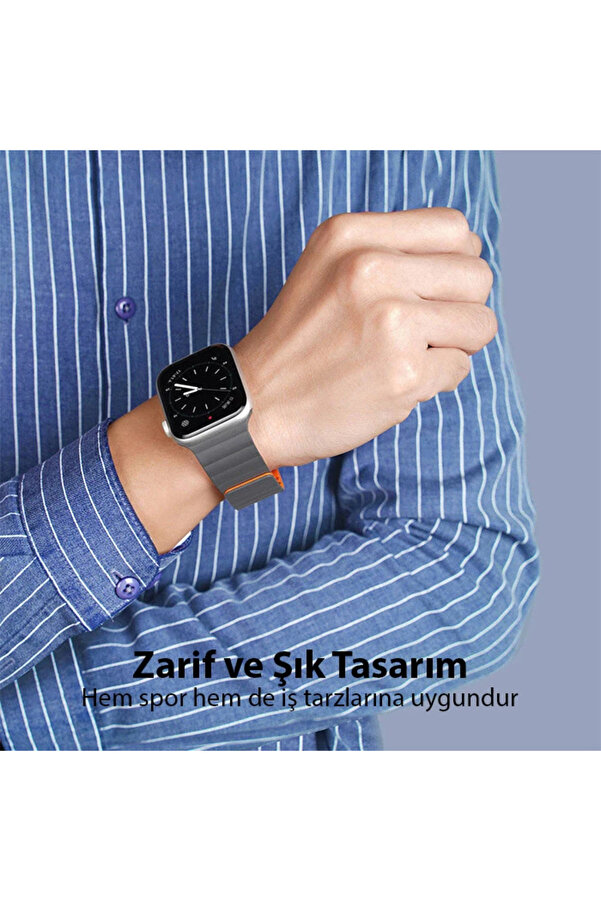 Dux Ducıs Apple Watch 42/44/45Mm İçi̇n Manyeti̇k Zi̇nci̇r Versi̇yon Pu Deri̇ Kayış - Dropx2500-9294