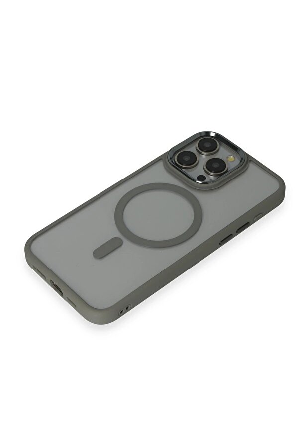 İphone 15 Pro Max Kılıf Room Magneti̇csafe Si̇li̇kon - Gri̇ - Dropx2100-1421
