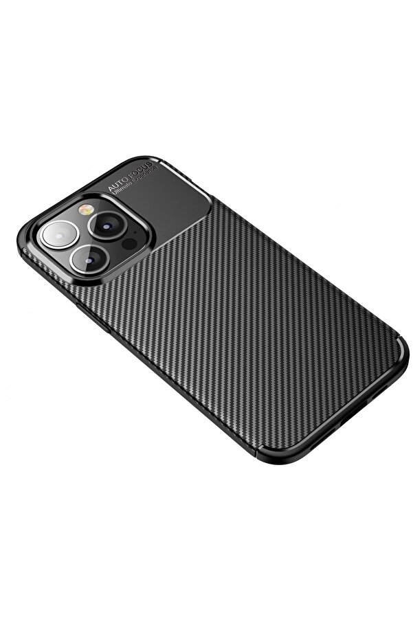 İphone 13 Pro Kılıf Auto Focus Karbon Kapak - Si̇yah - Dropx1004-4296