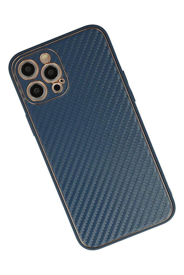 İphone 12 Pro Max Kılıf Coco Karbon Si̇li̇kon - Mavi̇ - Dropx9318-2536