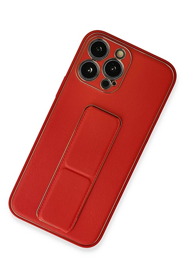 İphone 13 Pro Max Kılıf Coco Deri̇ Standlı Kapak - Kırmızı