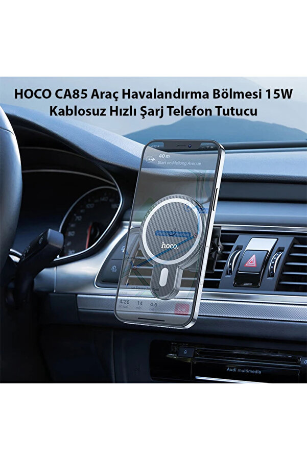 Hoco Ca85 Araç Havalandırma Bölmesi̇ 15W Kablosuz Hızlı Şarj Telefon Tutucu - Dropx5267-1178