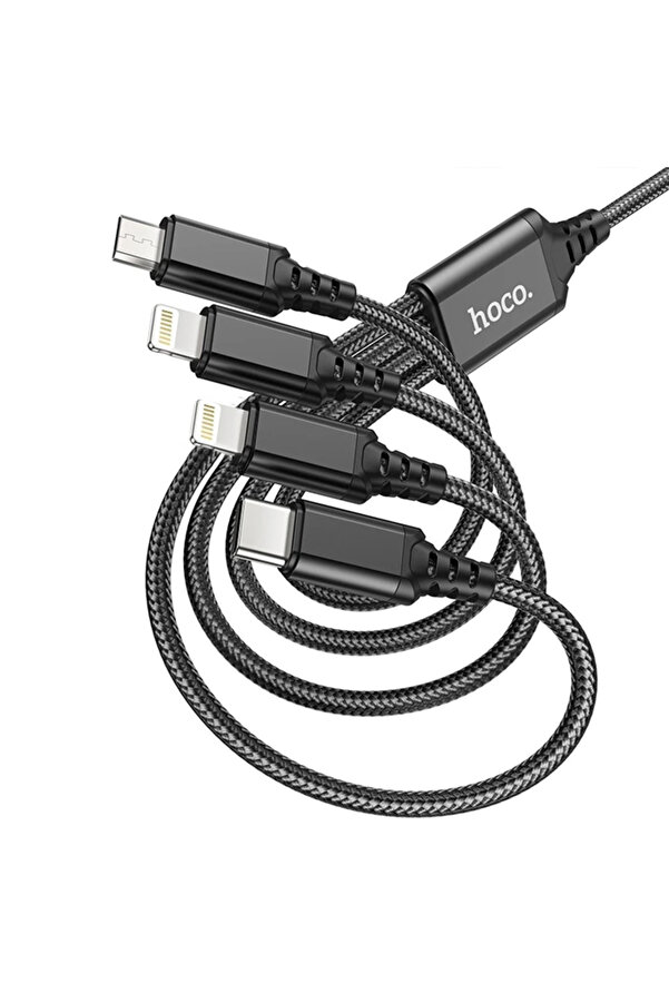 Hoco X76 4İn1 Type-C + İphone Li̇ghtni̇ng + Mi̇cro Usb 2A Şarj Kablosu-(1903) - Rovex8903-2297