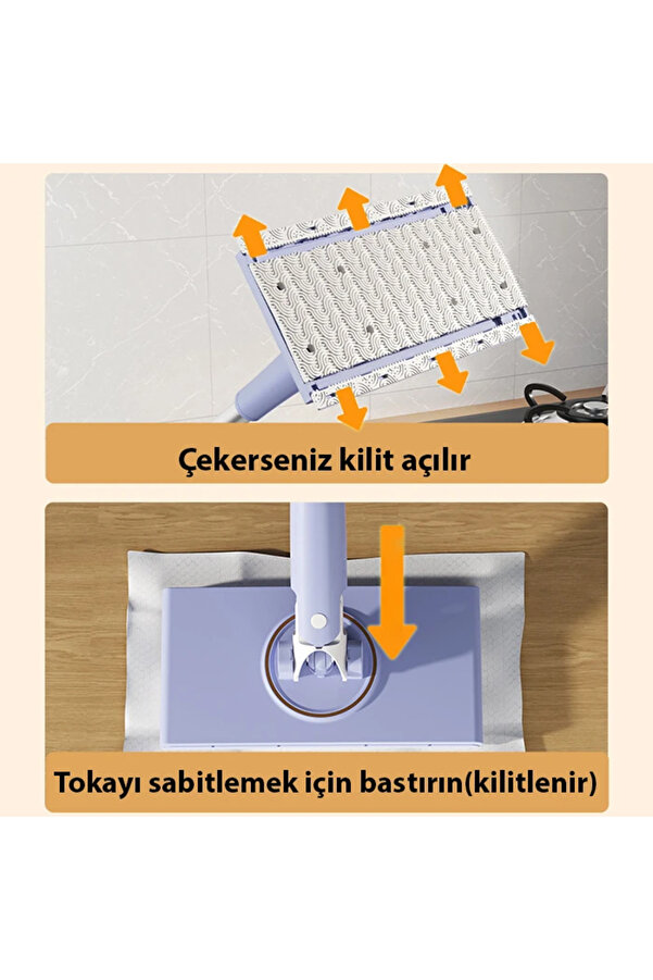 Mrpurple Ally Yüzey Temi̇zli̇k Havlusu Kullan At Temi̇zli̇k Bezi̇ İçi̇n Küçük Otomati̇k Mi̇ni̇ Mop - 4Adet Be