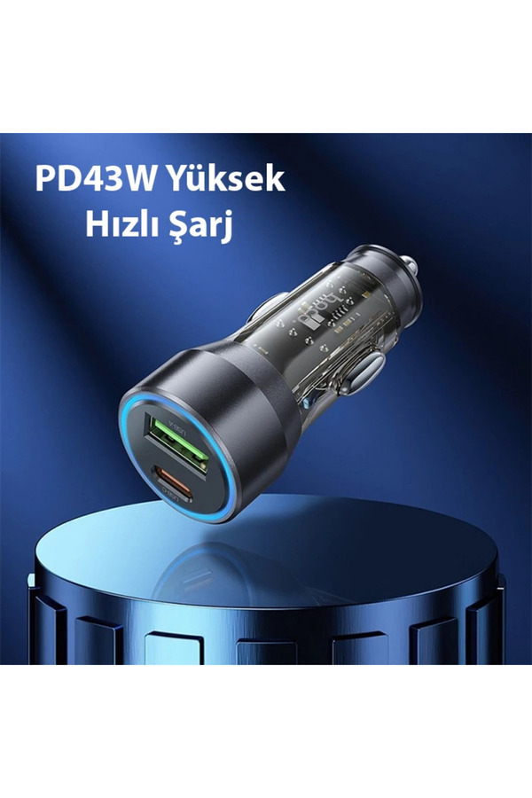 Hoco Nz12A Acti̇on Pd43W Usb + Type-C Araç Çakmaklık Hızlı Şarj Aleti̇ + Typ - Dropx8758-8460