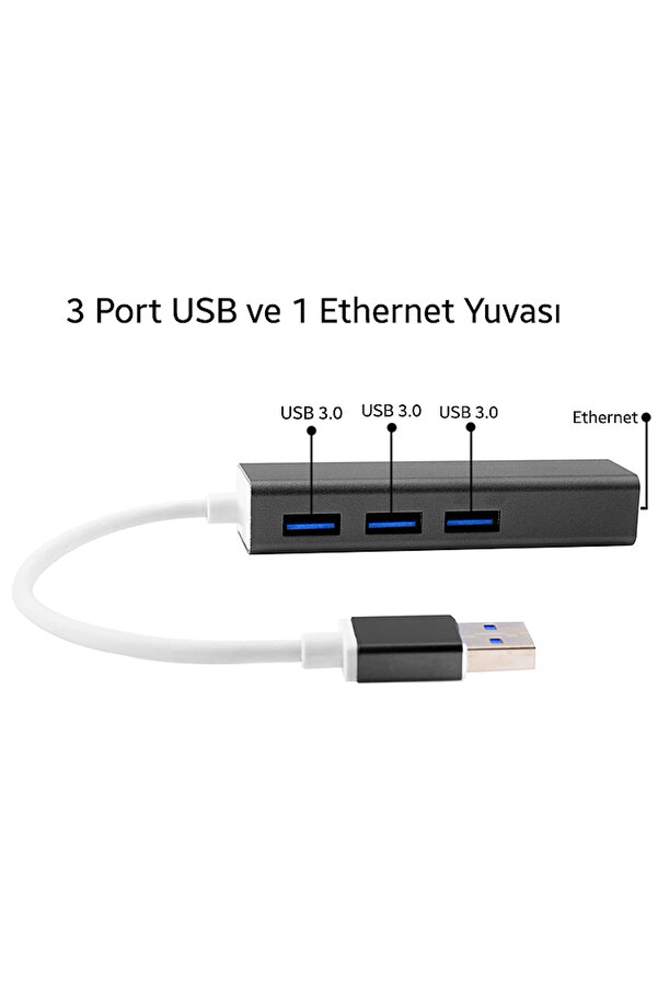 Gi̇gabi̇t Usb 3 Port Usb 3.0 Çoklayıcı Ve Eternet Adeptörü-(1903) - Dropx7288-2784