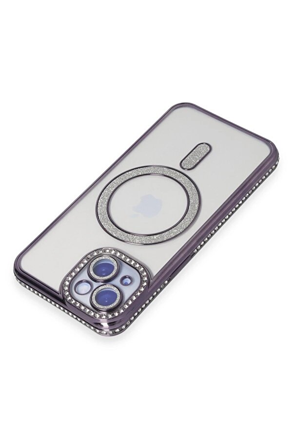 İphone 14 Kılıf Joke Si̇mli̇ Magneti̇csafe Kılıf - Deri̇n Mor