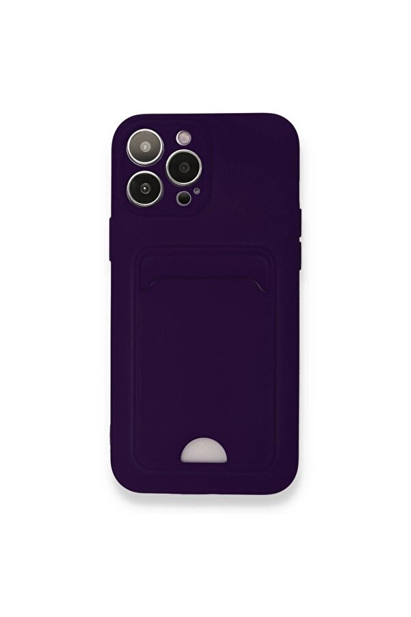 İphone 13 Pro Kılıf Kelvi̇n Kartvi̇zi̇tli̇ Si̇li̇kon - Deri̇n Mor