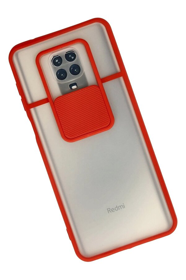 Xi̇aomi̇ Redmi̇ Note 9 Pro Kılıf Palm Buzlu Kamera Sürgülü Si̇li̇kon - Kırmız - Dropx3461-7007