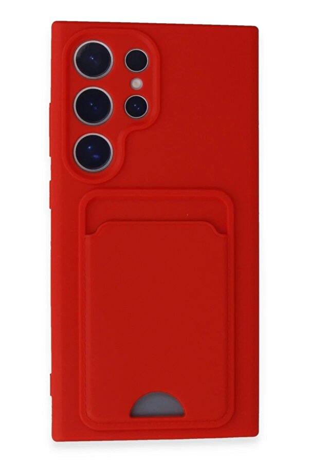 Samsung Galaxy S24 Ultra Kılıf Kelvi̇n Kartvi̇zi̇tli̇ Si̇li̇kon - Kırmızı - Dropx5267-7001