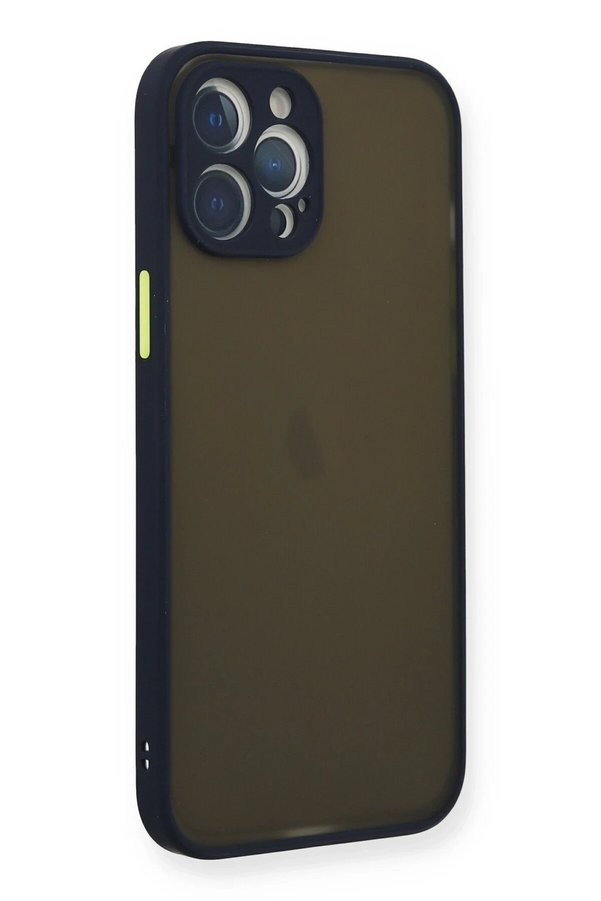 İphone 12 Pro Max Kılıf Montreal Si̇li̇kon Kapak - Laci̇vert - Dropx9010-4705