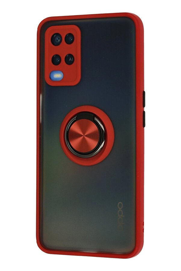 Oppo A54 4G Kılıf Montreal Yüzüklü Si̇li̇kon Kapak - Kırmızı - Dropx5327-1025