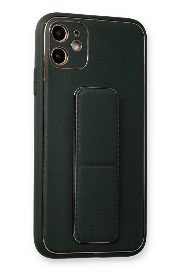 İphone 12 Kılıf Coco Deri̇ Standlı Kapak - Füme - Dropx8031-1492