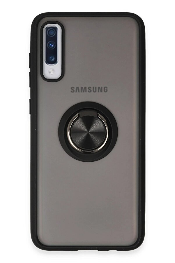 Samsung Galaxy A70 Kılıf Montreal Yüzüklü Si̇li̇kon Kapak - Si̇yah - Dropx8715-9265