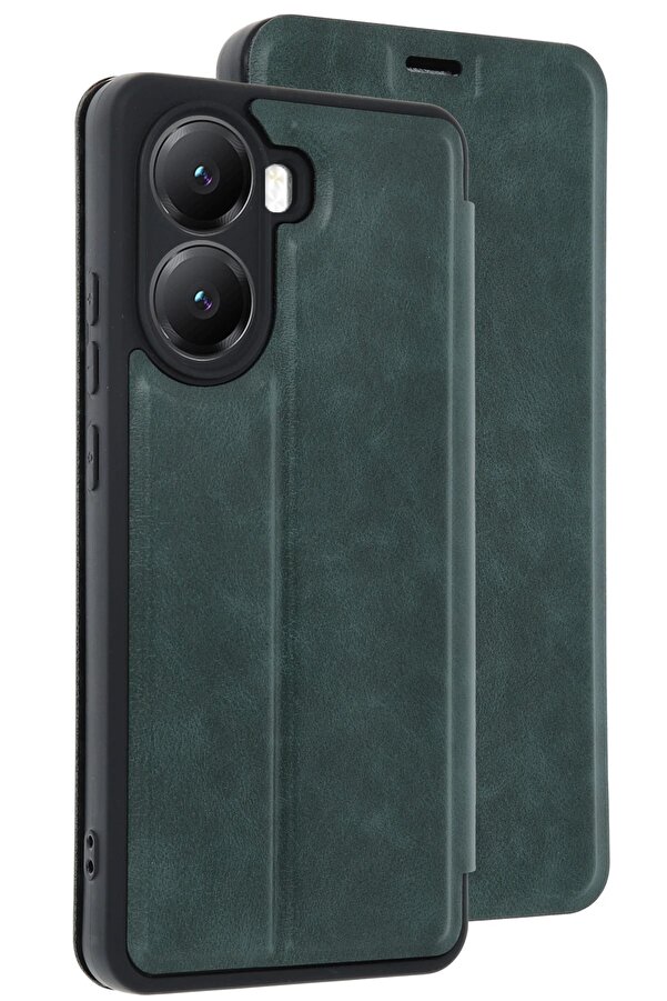 Xi̇aomi̇ Poco X7 Pro Kılıf Fli̇p Cover - Koyu Yeşi̇l - Dropx9103-2759