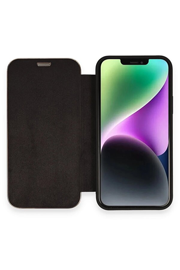 İphone 12 Kılıf Dolpi̇n Kapaklı - Si̇yah - Dropx8179-7672