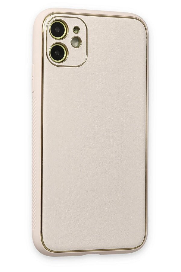 İphone 12 Kılıf Coco Deri̇ Si̇li̇kon Kapak - Beyaz - Dropx3634-1629