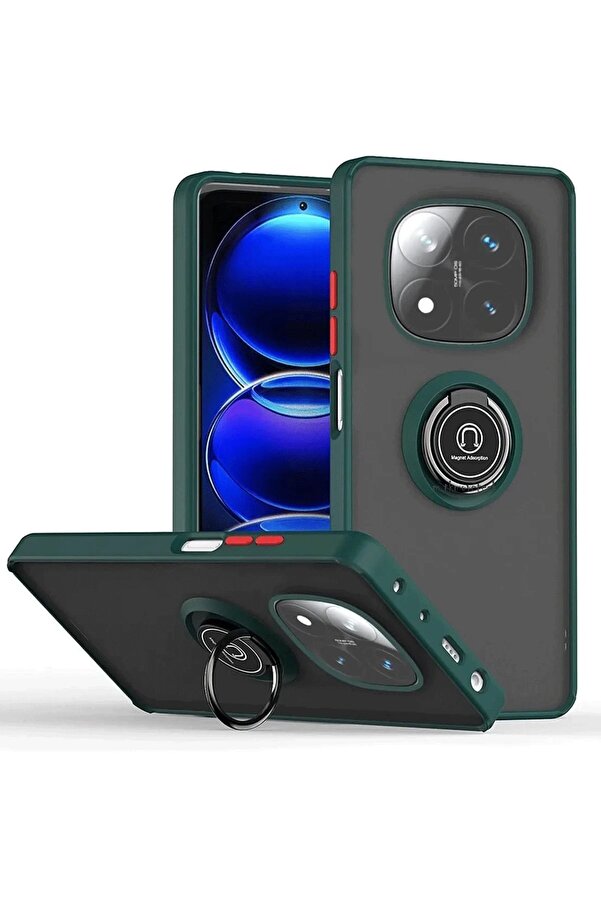 Xi̇aomi̇ Redmi̇ Note 14 Pro 4G Kılıf Montreal Yüzüklü Si̇li̇kon Kapak - Yeşi̇l - Dropx4645-5468