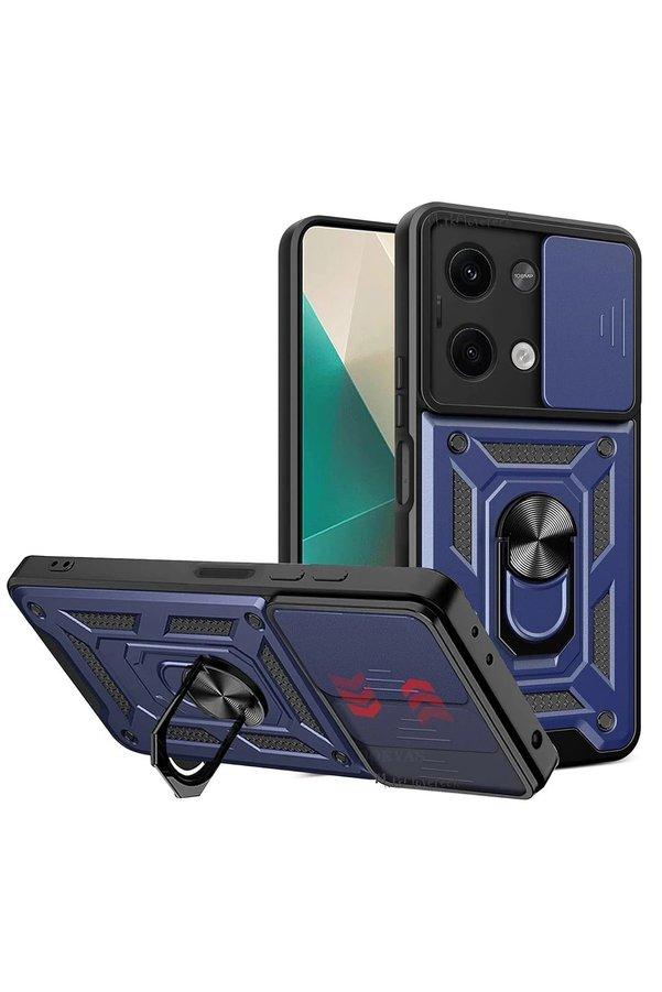 CepteToptan Xiaomi Poco X6 Kılıf Pars Lens Yüzüklü Silikon - Lacivert - DROPX5122-8121