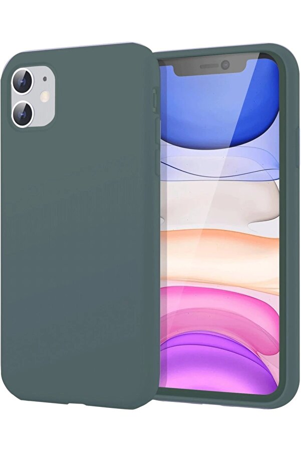 İphone 11 Kılıf Fi̇rst Si̇li̇kon - Koyu Yeşi̇l - Dropx3293-4240