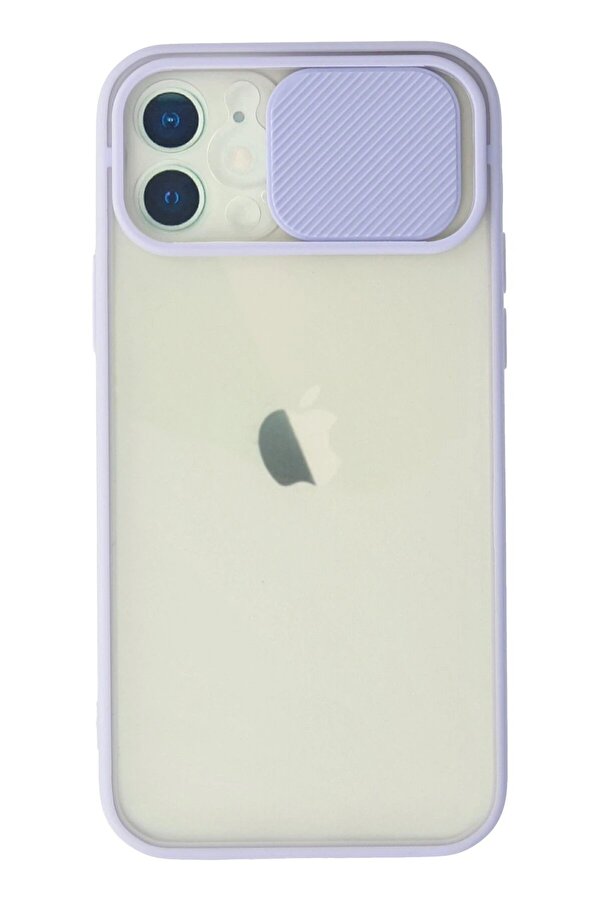 İphone 12 Kılıf Palm Buzlu Kamera Sürgülü Si̇li̇kon - Li̇la - Dropx2390-9235
