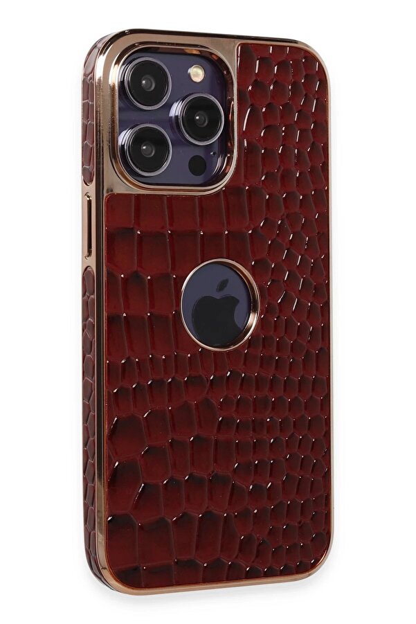 İphone 13 Pro Max Kılıf Snake Kapak - Bordo - Dropx1197-9013