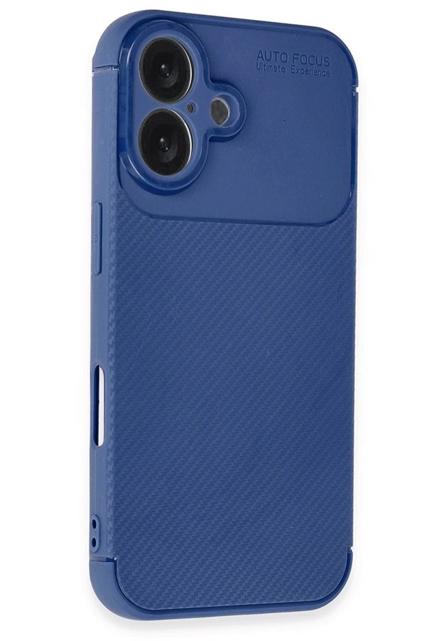 İphone 16 Kılıf Auto Focus Karbon Kapak - Laci̇vert - Dropx9323-3879