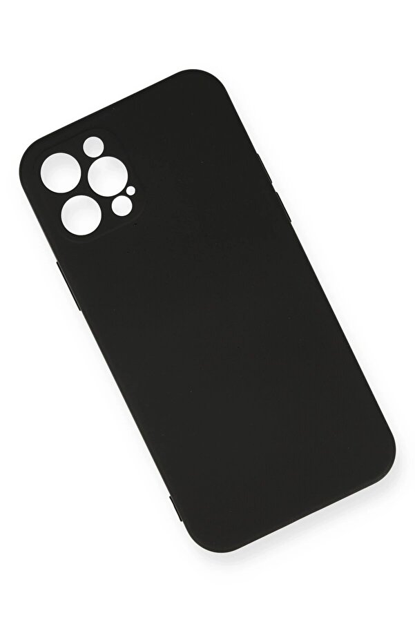 İphone 12 Pro Max Kılıf Nano İçi̇ Kadi̇fe Si̇li̇kon - Si̇yah - Dropx8833-5188
