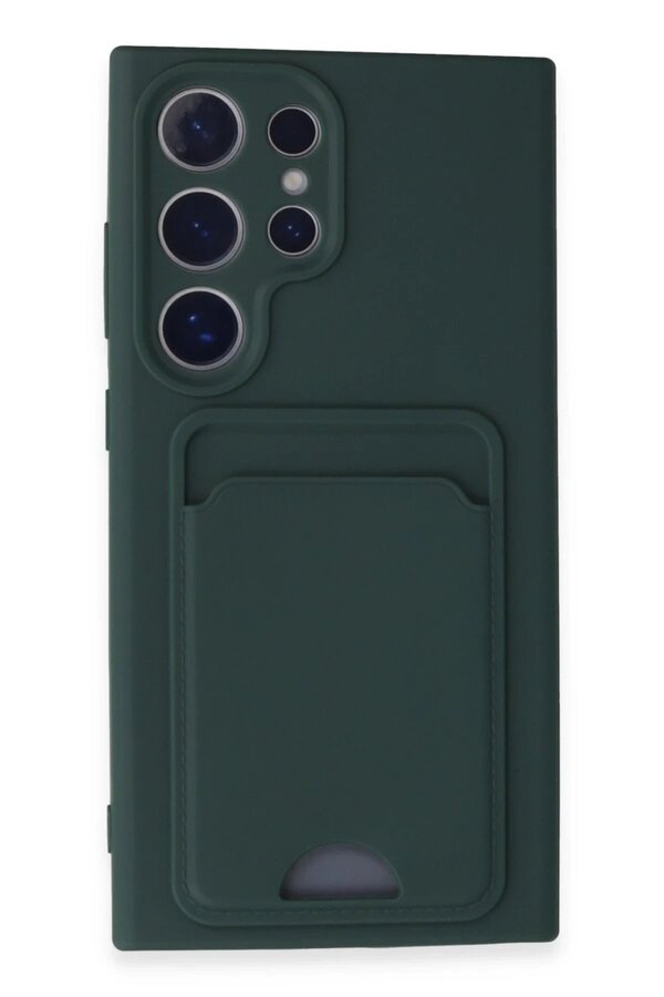 Samsung Galaxy S24 Ultra Kılıf Kelvi̇n Kartvi̇zi̇tli̇ Si̇li̇kon - Koyu Yeşi̇l - Dropx6413-4671