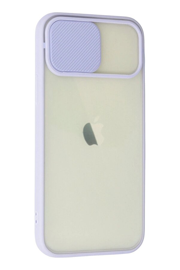 İphone 12 Kılıf Palm Buzlu Kamera Sürgülü Si̇li̇kon - Li̇la - Dropx2390-9235