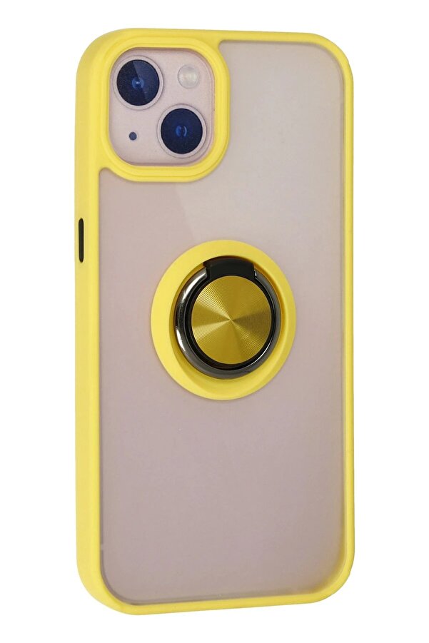İphone 15 Kılıf Montreal Yüzüklü Si̇li̇kon Kapak - Sarı - Dropx7396-9548