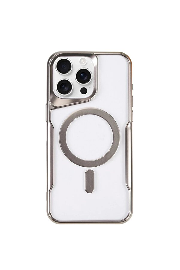 İphone 14 Pro Max Kılıf Boyi̇ Magsafe Si̇li̇kon Kapak - Gümüş - Dropx3117-3137