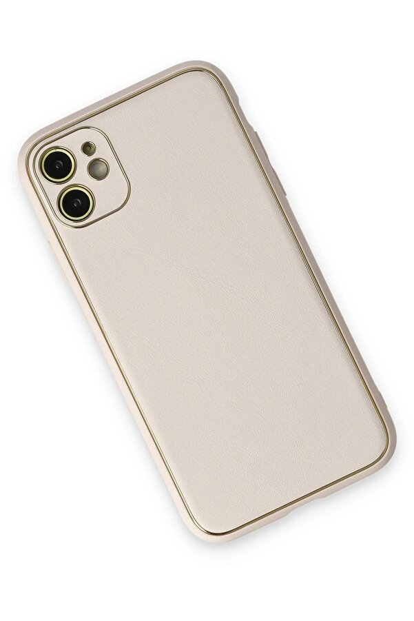 İphone 12 Kılıf Coco Deri̇ Si̇li̇kon Kapak - Beyaz - Dropx3634-1629