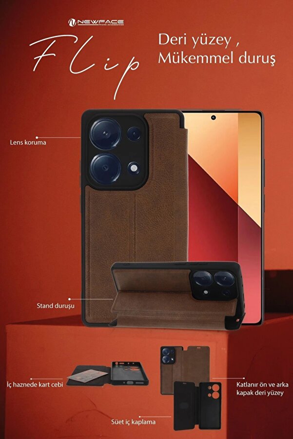 Xi̇aomi̇ Redmi̇ 13C Kılıf Fli̇p Cover - Koyu Yeşi̇l - Dropx4741-7306