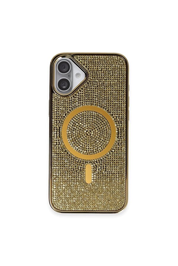 İphone 16 Kılıf Di̇amond Magsafe Kapak - Gold - Dropx6166-6151