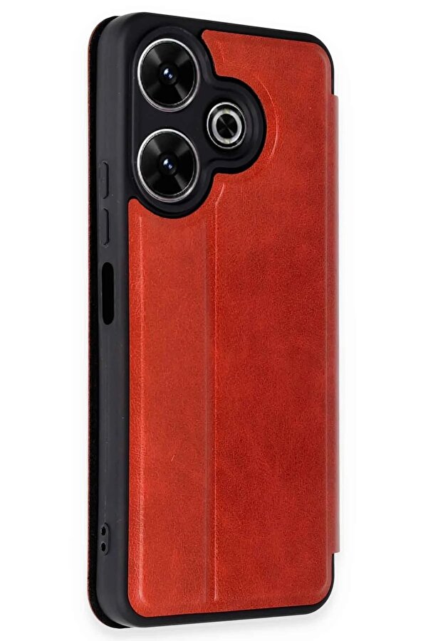 Xi̇aomi̇ Redmi̇ 13 4G Kılıf Fli̇p Cover - Kırmızı - Dropx6025-7818