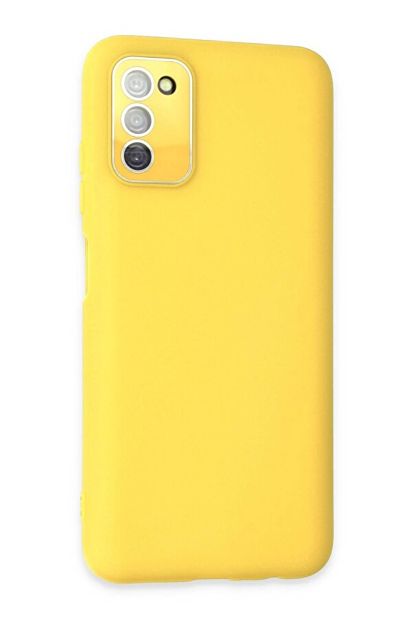 Samsung Galaxy A03S Kılıf Lansman Glass Kapak - Sarı - Dropx6678-3354